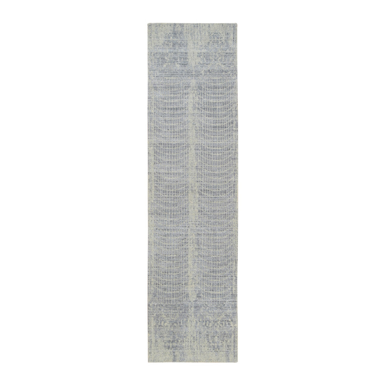 Gray 2'6" x 10'0" Modern and Contemporary Handloom Wool/Silk Rug - Sku: O063756