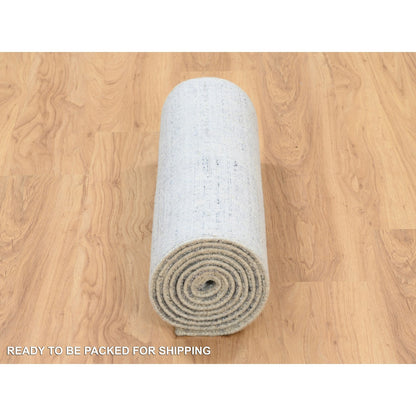 Modern and Contemporary Wool & Silk Hand Loomed Rug Grey No Border 2.6X10.0 -O063757