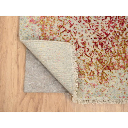 Modern and Contemporary Wool & Silk Hand Knotted Rug Pink No Border 2.6X11.10 -O063760