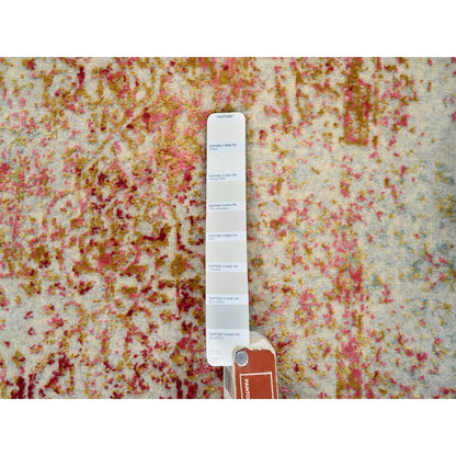 Modern and Contemporary Wool & Silk Hand Knotted Rug Pink No Border 2.6X11.10 -O063760