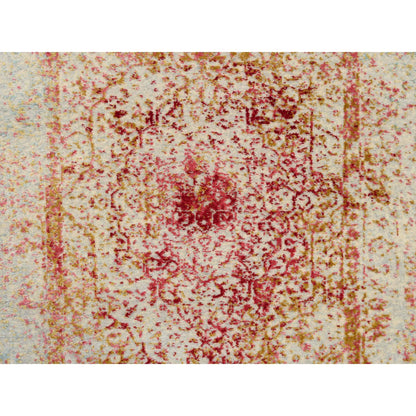 Modern and Contemporary Wool & Silk Hand Knotted Rug Pink No Border 2.6X11.10 -O063760
