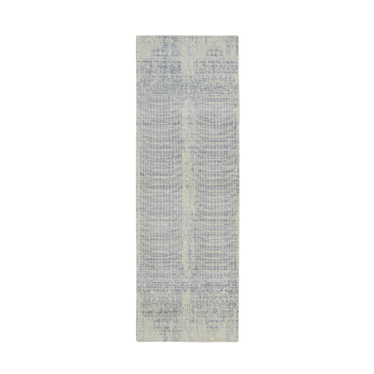 Gray 2'6" x 8'0" Modern and Contemporary Handloom Wool/Silk Rug - Sku: O063761