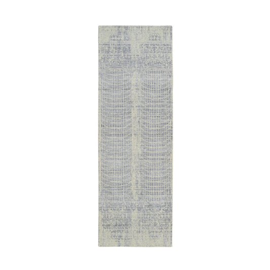 Modern and Contemporary Wool & Silk Hand Loomed Rug Grey No Border 2.6X8.0 -O063762