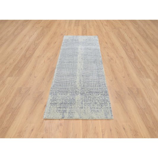 Modern and Contemporary Wool & Silk Hand Loomed Rug Grey No Border 2.6X8.0 -O063762