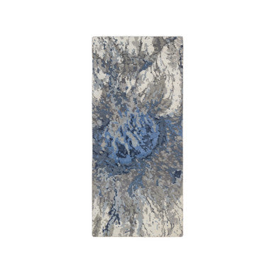 Modern and Contemporary Wool & Silk Hand Knotted Rug Blue 2.6X6.2  -O063763