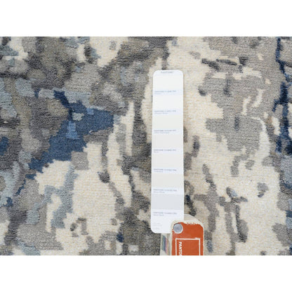 Modern and Contemporary Wool & Silk Hand Knotted Rug Blue 2.6X6.2  -O063763