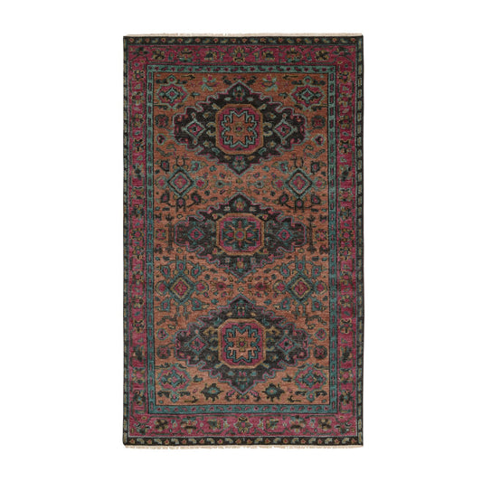 Oushak And Peshawar Wool Hand Knotted Rug Brown Purple 4.9X8.4 -O063781