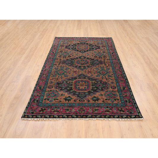 Oushak And Peshawar Wool Hand Knotted Rug Brown Purple 4.9X8.4 -O063781