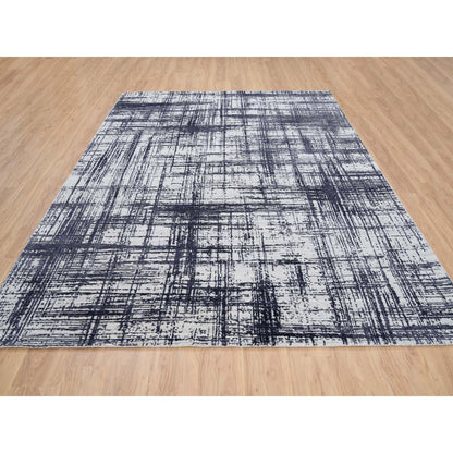 Modern and Contemporary Wool & Silk Hand Loomed Rug Black No Border 7.10X10.0 -O063788