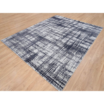 Modern and Contemporary Wool & Silk Hand Loomed Rug Black No Border 7.10X10.0 -O063788