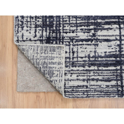 Modern and Contemporary Wool & Silk Hand Loomed Rug Black No Border 7.10X10.0 -O063788