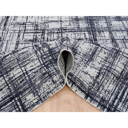 Modern and Contemporary Wool & Silk Hand Loomed Rug Black No Border 7.10X10.0 -O063788