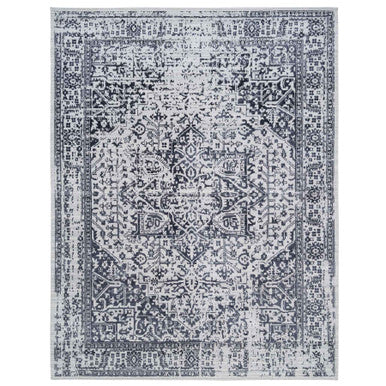 Heriz Wool & Silk Hand Loomed Rug Black Ivory 9.0X11.10 -O063790