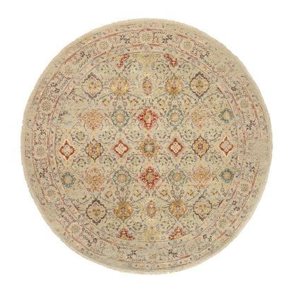 Transitional Wool & Silk Hand Knotted Rug Beige Beige 8.9X8.9 -O063792
