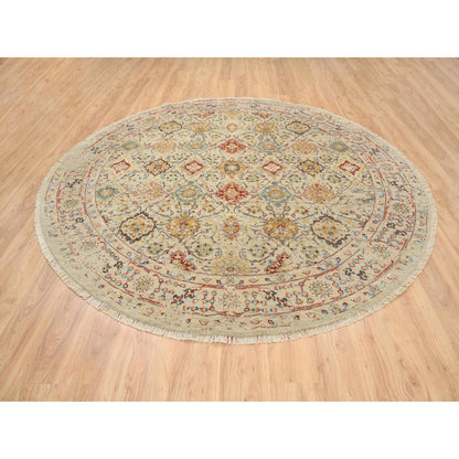 Transitional Wool & Silk Hand Knotted Rug Beige Beige 8.9X8.9 -O063792
