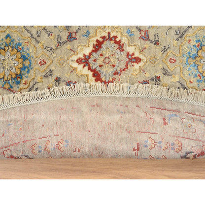 Transitional Wool & Silk Hand Knotted Rug Beige Beige 8.9X8.9 -O063792