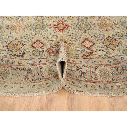Transitional Wool & Silk Hand Knotted Rug Beige Beige 8.9X8.9 -O063792