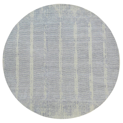Modern and Contemporary Wool & Silk Hand Knotted Rug Grey No Border 12.0X12.0 -O063793
