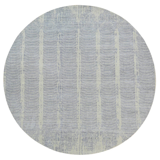 Modern and Contemporary Wool & Silk Hand Knotted Rug Grey No Border 12.0X12.0 -O063793