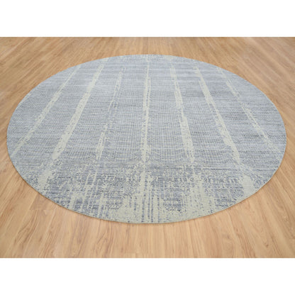 Modern and Contemporary Wool & Silk Hand Knotted Rug Grey No Border 12.0X12.0 -O063793