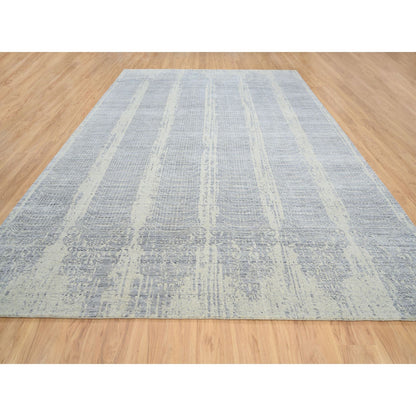 Modern and Contemporary Wool & Silk Hand Loomed Rug Grey No Border 9.10X14.0 -O063794