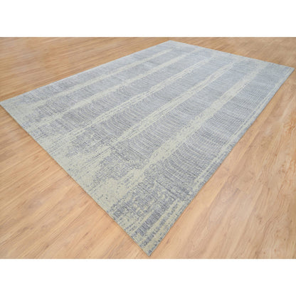 Modern and Contemporary Wool & Silk Hand Loomed Rug Grey No Border 9.10X14.0 -O063794