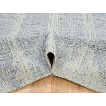 Modern and Contemporary Wool & Silk Hand Loomed Rug Grey No Border 9.10X14.0 -O063794