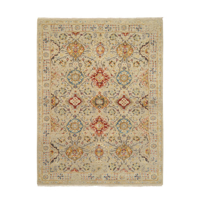 Transitional Wool & Pure Silk Hand Knotted Rug Beige Beige 5.3X7.0 -O063796