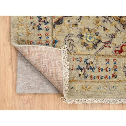 Transitional Wool & Pure Silk Hand Knotted Rug Beige Beige 5.3X7.0 -O063796