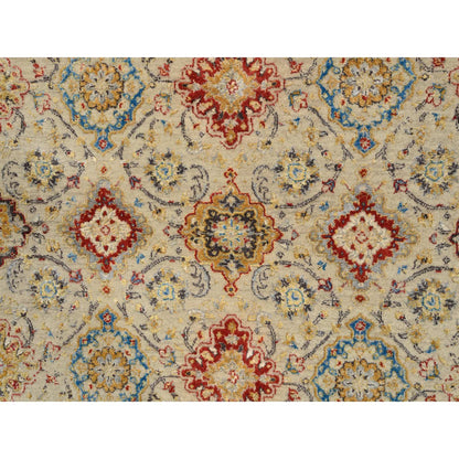 Transitional Wool & Pure Silk Hand Knotted Rug Beige Beige 5.3X7.0 -O063796