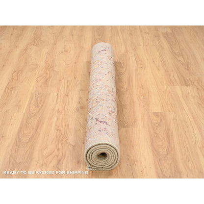 Transitional Wool & Pure Silk Hand Knotted Rug Beige Beige 5.3X7.0 -O063796
