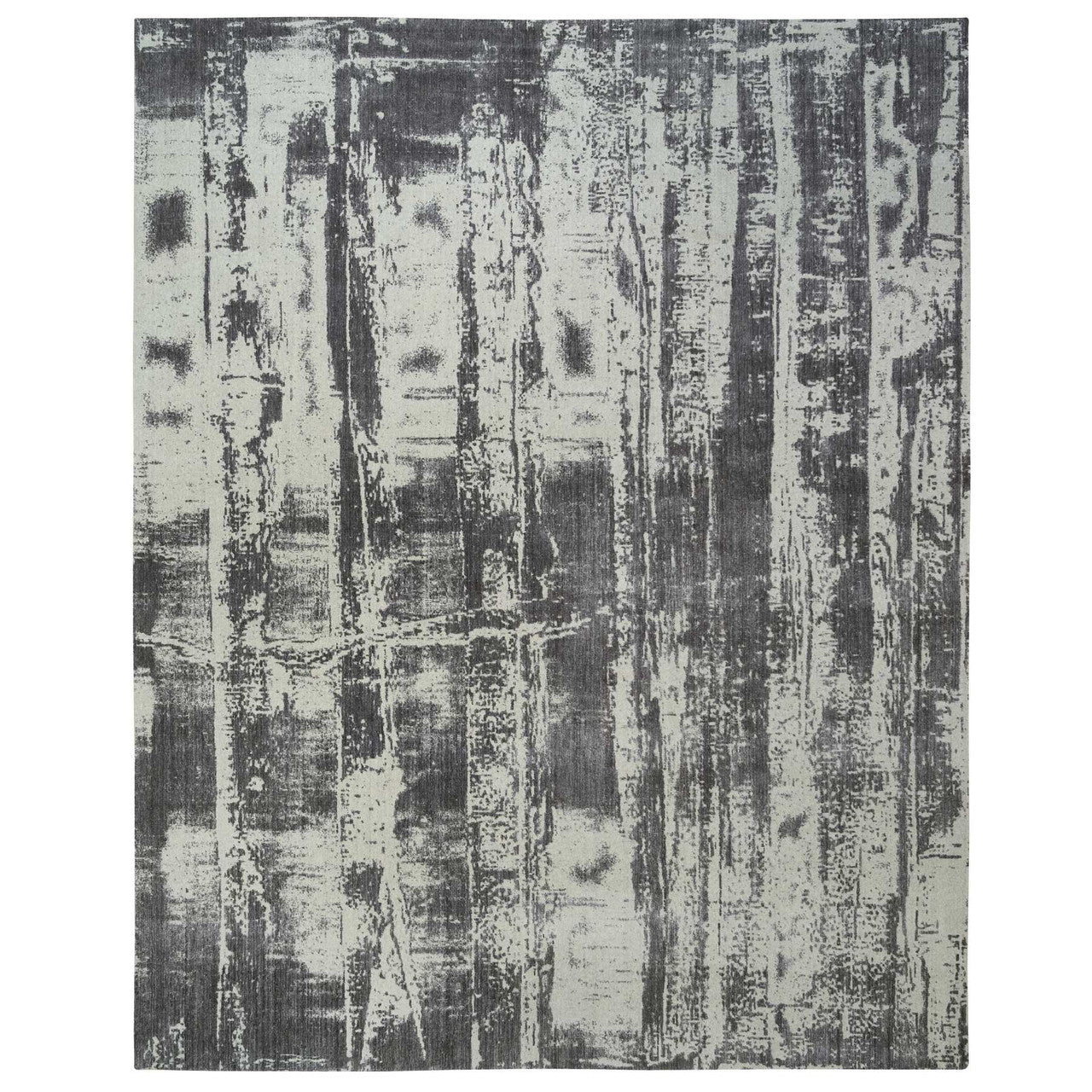 Black 12'0" x 15'0" Modern and Contemporary Handloom Wool Rug - Sku: O063803