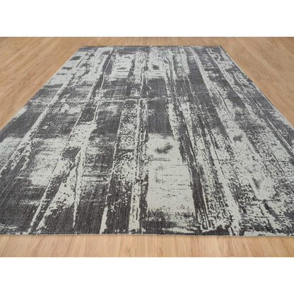 Modern and Contemporary Wool Hand Loomed Rug Black No Border 12.0X15.0 -O063803