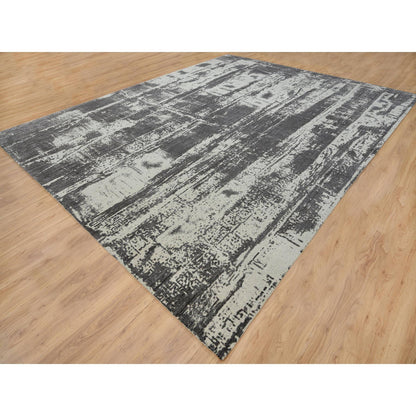 Modern and Contemporary Wool Hand Loomed Rug Black No Border 12.0X15.0 -O063803