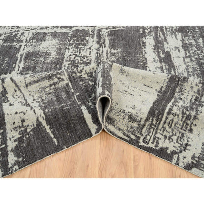 Modern and Contemporary Wool Hand Loomed Rug Black No Border 12.0X15.0 -O063803