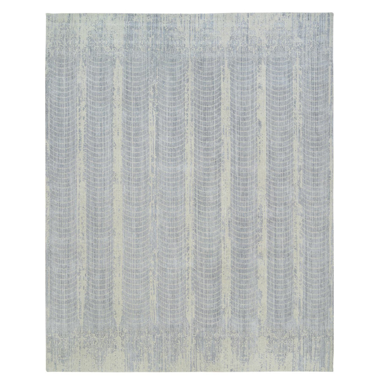 Gray 12'0" x 15'2" Modern and Contemporary Handloom Wool/Silk Rug - Sku: O063804