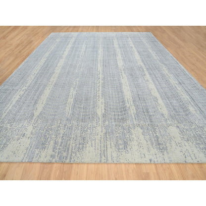 Modern and Contemporary Wool & Silk Hand Loomed Rug Grey No Border 12.0X15.2 -O063804