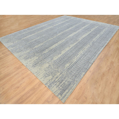 Modern and Contemporary Wool & Silk Hand Loomed Rug Grey No Border 12.0X15.2 -O063804