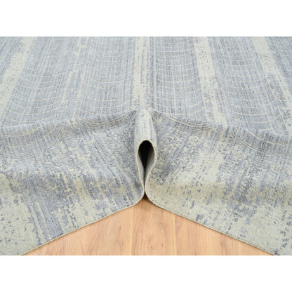 Modern and Contemporary Wool & Silk Hand Loomed Rug Grey No Border 12.0X15.2 -O063804
