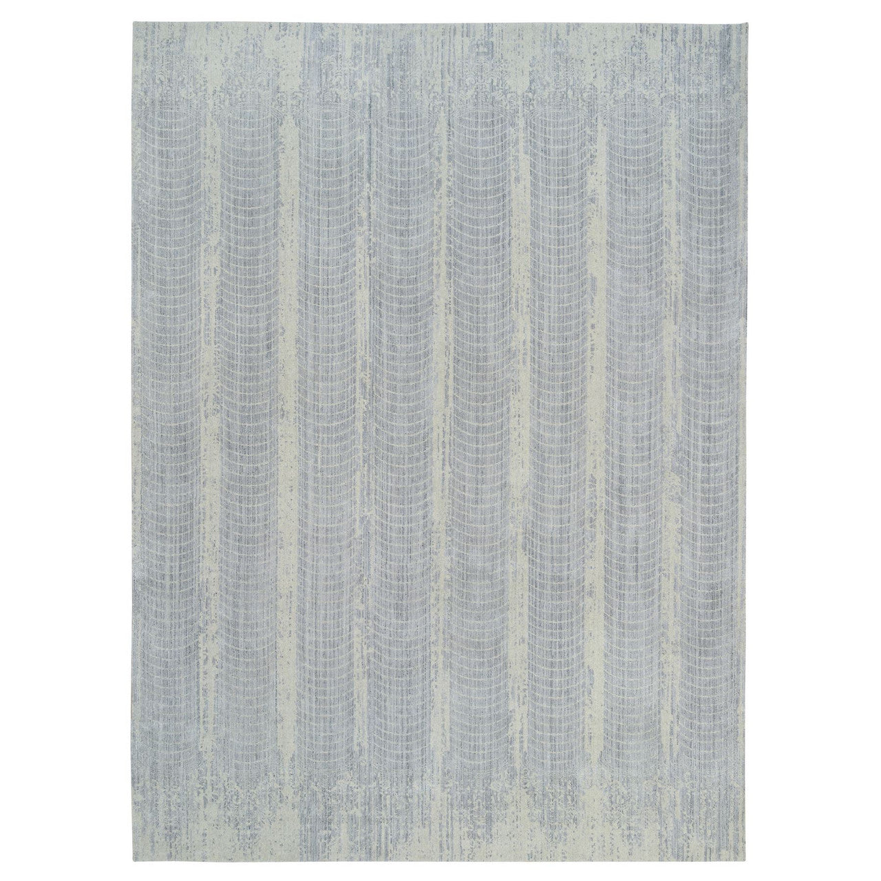 Gray 12'0" x 17'10" Modern and Contemporary Handloom Wool/Silk Rug - Sku: O063806
