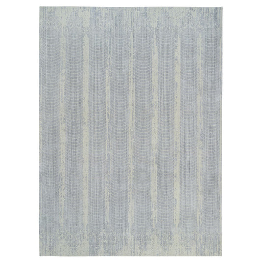 Modern and Contemporary Wool & Silk Hand Loomed Rug Grey No Border 12.0X17.10 -O063806