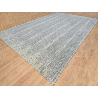 Modern and Contemporary Wool & Silk Hand Loomed Rug Grey No Border 12.0X17.10 -O063806