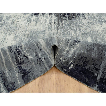 Modern and Contemporary Wool & Silk Hand Knotted Rug Black No Border 10.0X10.0 -O063808