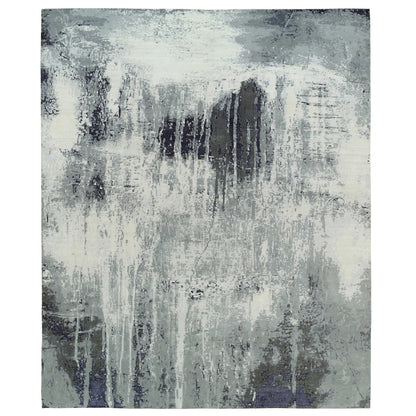 Modern and Contemporary Wool & Silk Hand Knotted Rug Black 12.1x15.0 -O063809