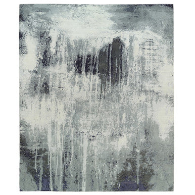 Modern and Contemporary Wool & Silk Hand Knotted Rug Black 12.1x15.0 -O063809