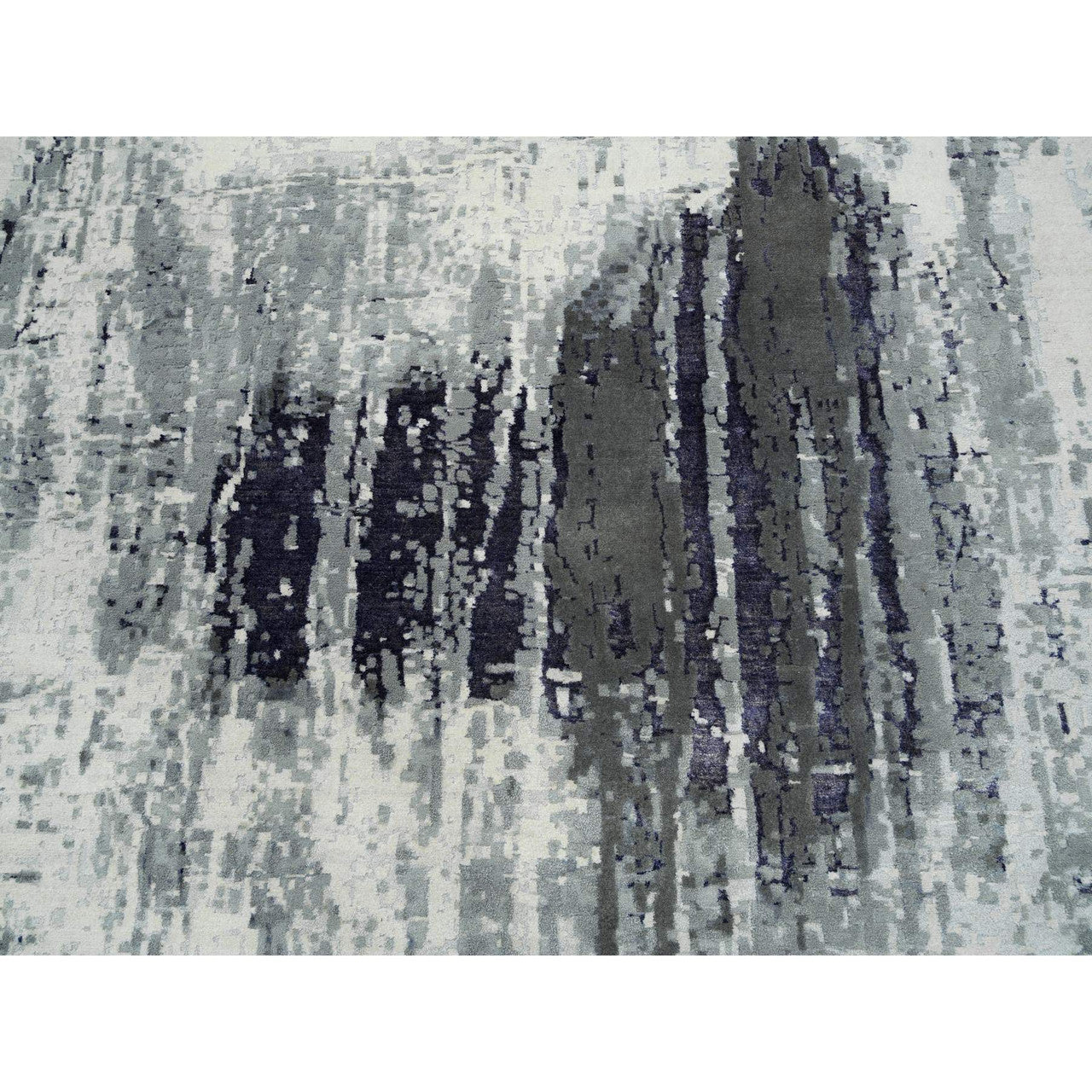 Black 12'1" x 15'0" Modern and Contemporary Hand knotted Wool/Silk Rug - Sku: O063809