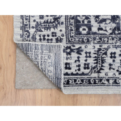 Heriz Wool & Silk Hand Loomed Rug Black Ivory 8.0X10.0 -O063810