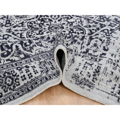 Heriz Wool & Silk Hand Loomed Rug Black Ivory 8.0X10.0 -O063810