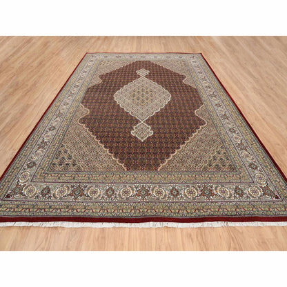 Fine Oriental Wool Hand Knotted Rug Red Ivory 9.0X12.5 -O063815