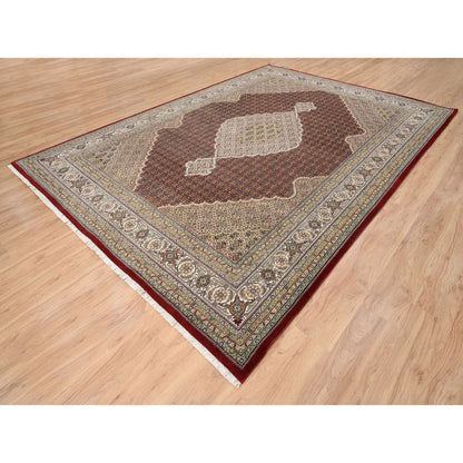 Fine Oriental Wool Hand Knotted Rug Red Ivory 9.0X12.5 -O063815